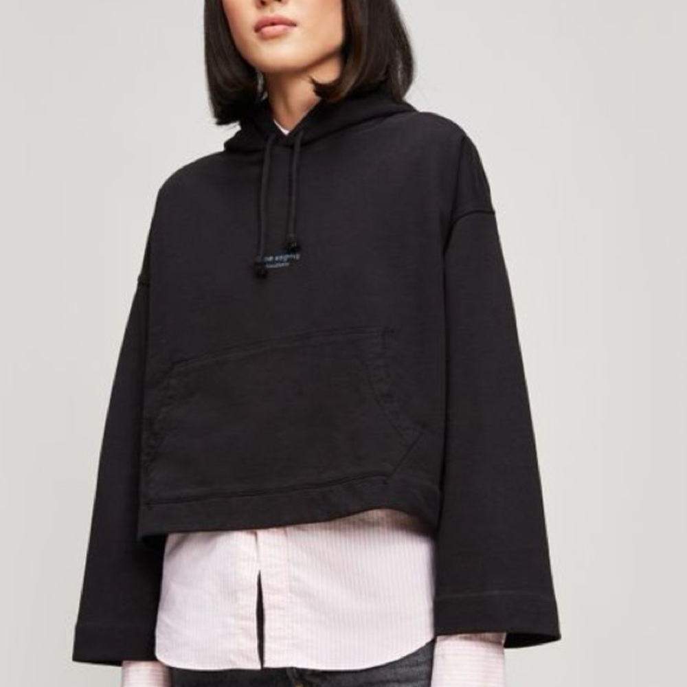 Acne Studios Grayish Black Cropped Hoodie